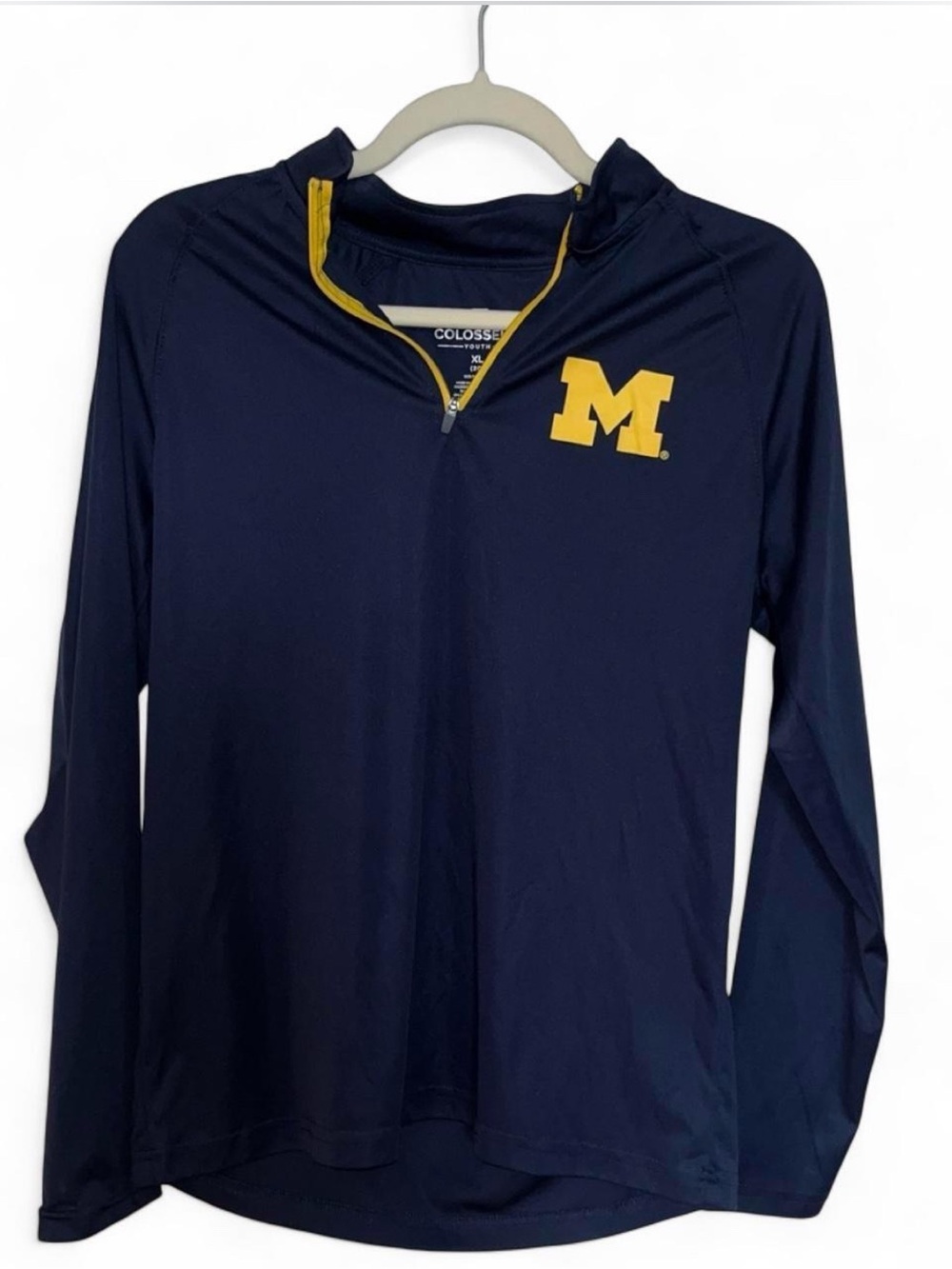 Colosseum Navy & Yellow Michigan Block M Quarter Zip Pullover